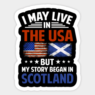 Vintage Scotland And American Flags Scottish American Sticker